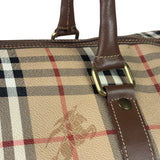 Burberry Beige/Brown Leather House Check Boston Bag