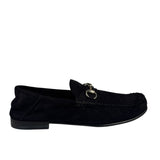 Gucci Black Suede Horsebit Loafers