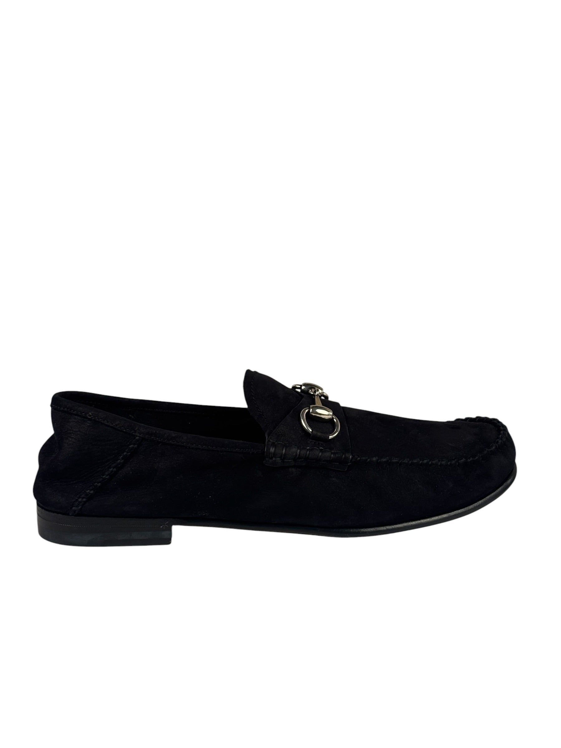 Gucci Black Suede Horsebit Loafers