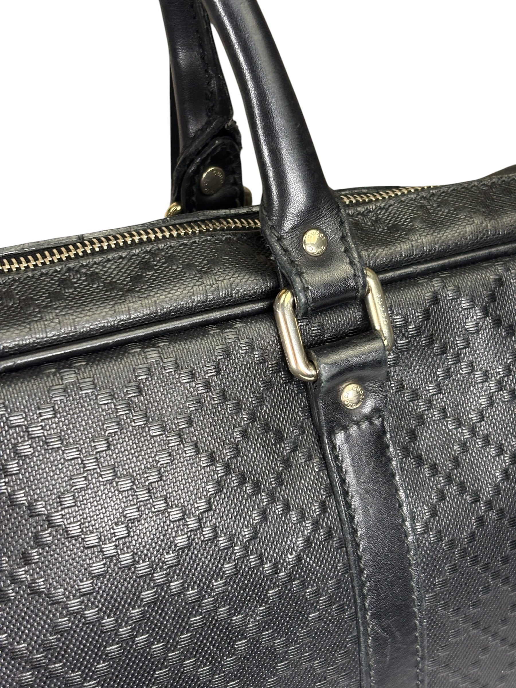 Gucci Black Leather Diamante Briefcase