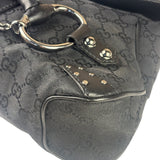 Gucci Vintage Black Horsebit Studded Chain Shoulder Bag