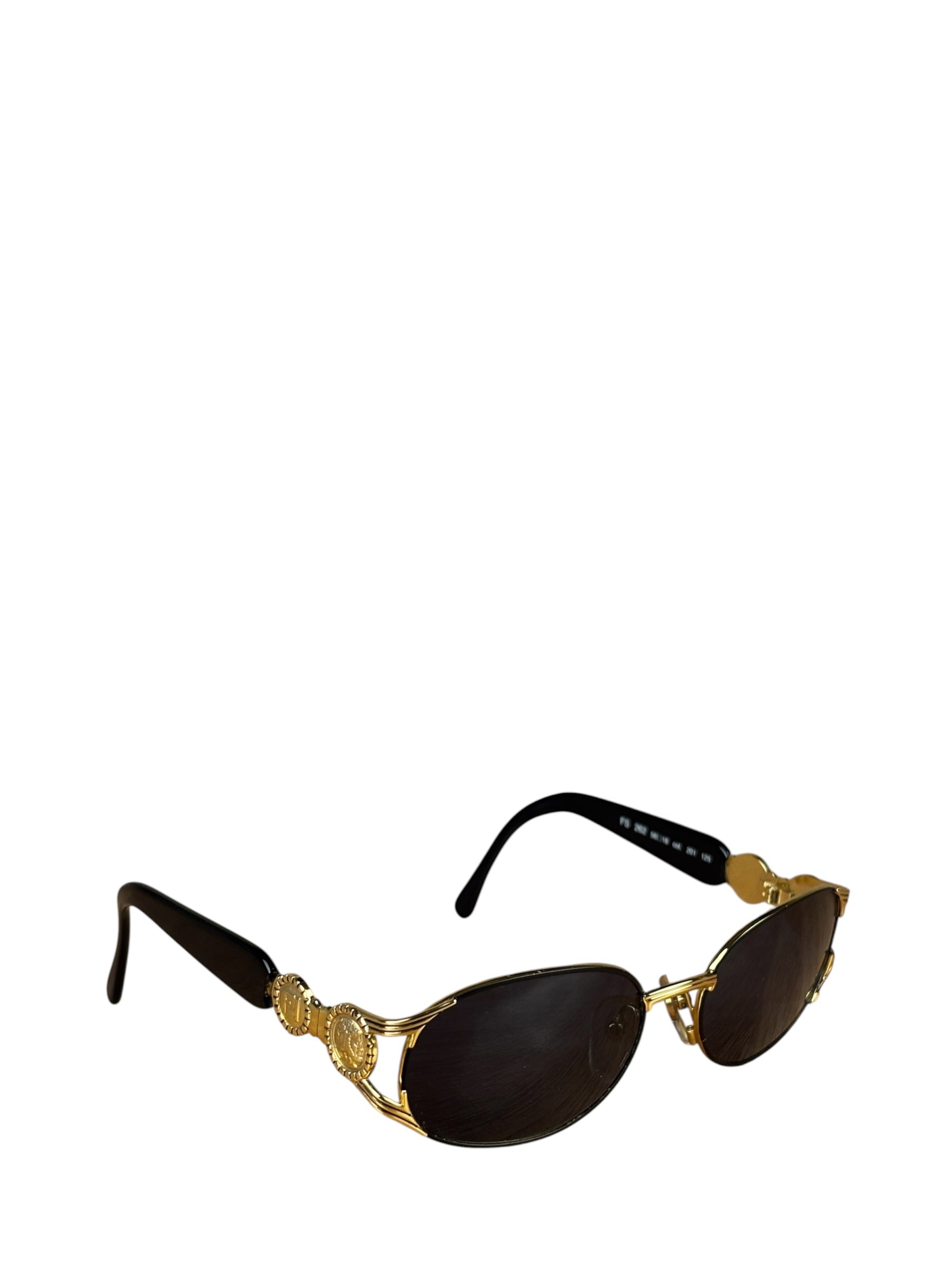 Fendi Gold/Blue Oval Metal Framed Sunglasses