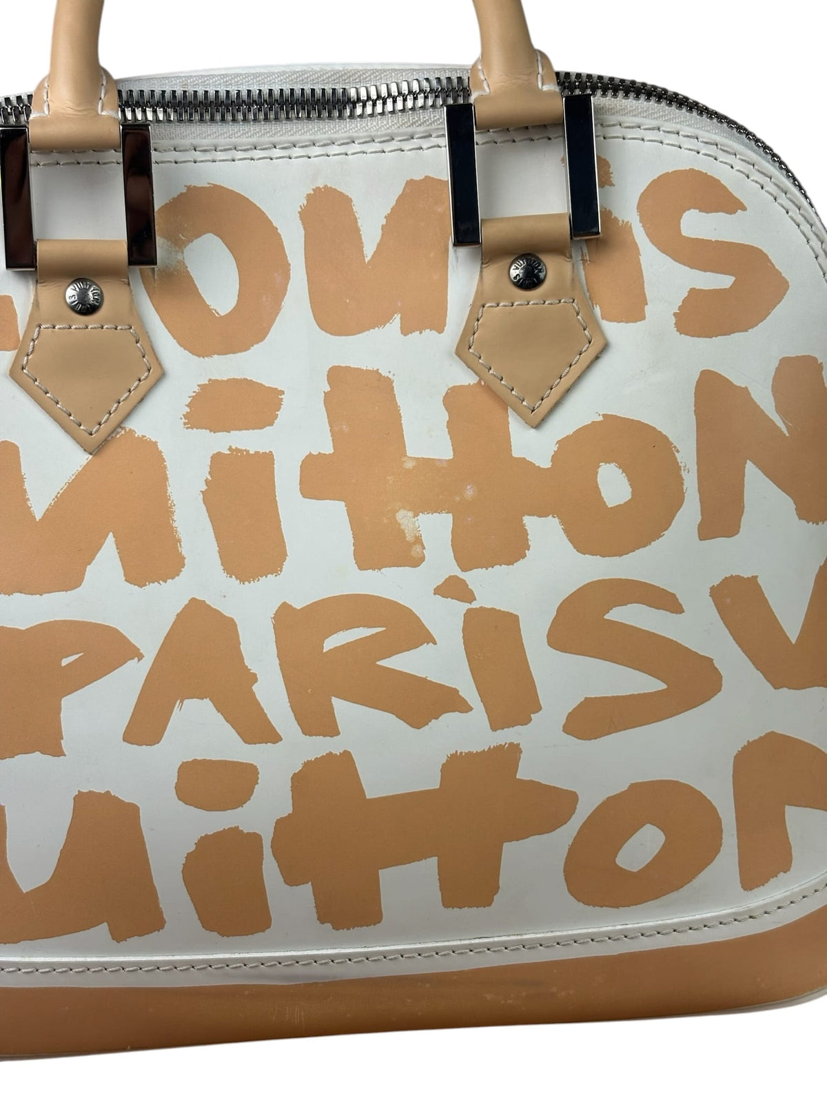 Louis Vuitton White/Beige Graffiti Alma Handbag PM