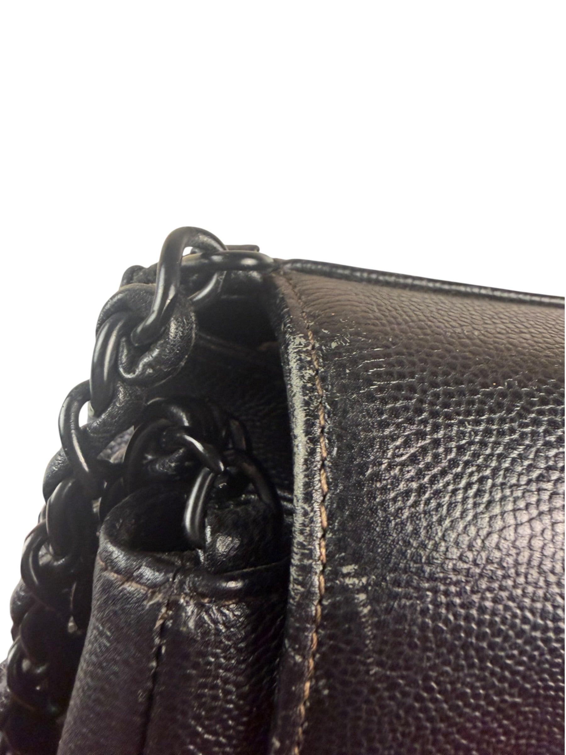Chanel Black Pebbled Leather Curved Flap 1997