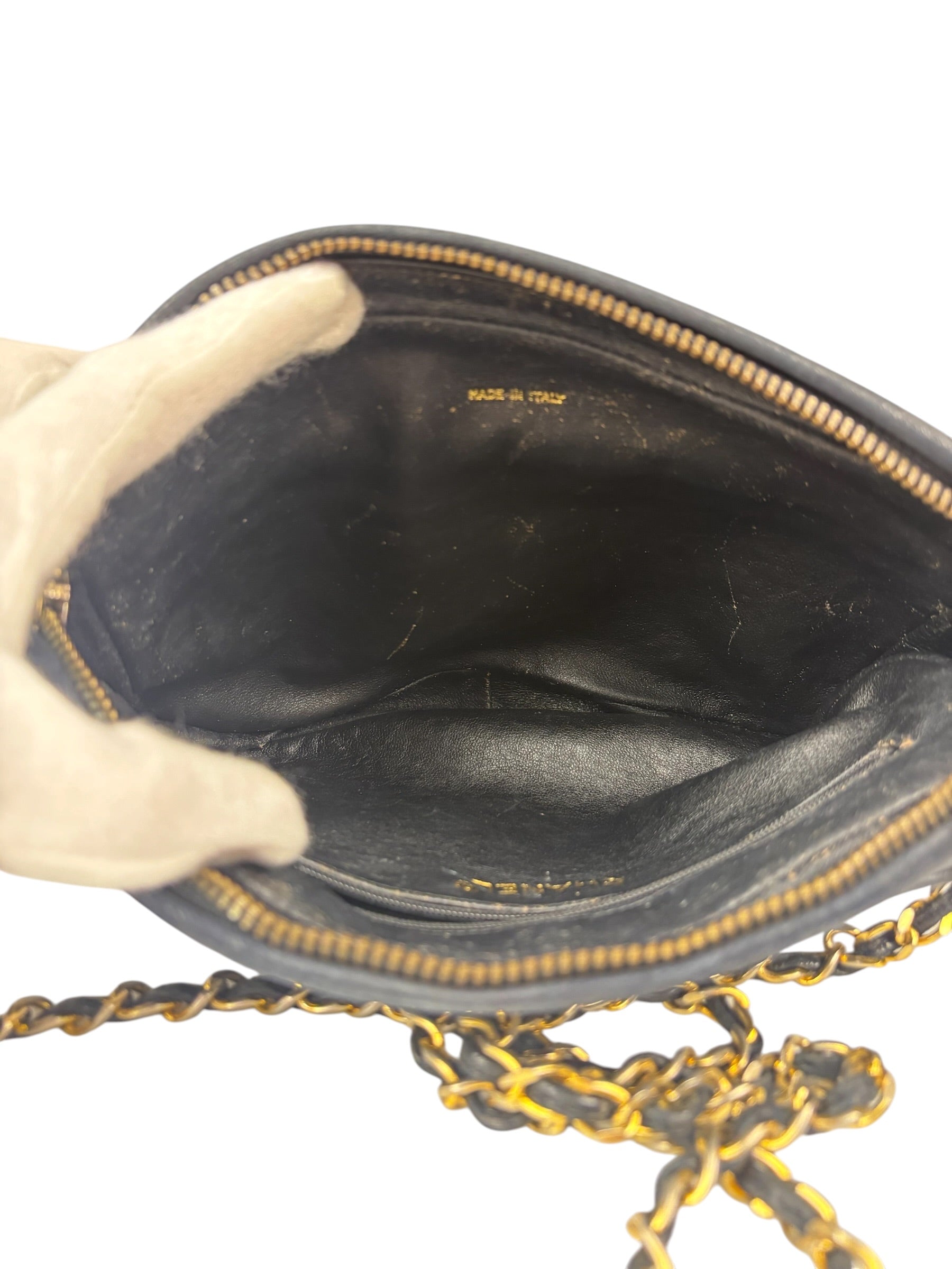 Chanel Vintage Black Quilted Leather CC Camera Bag 1989