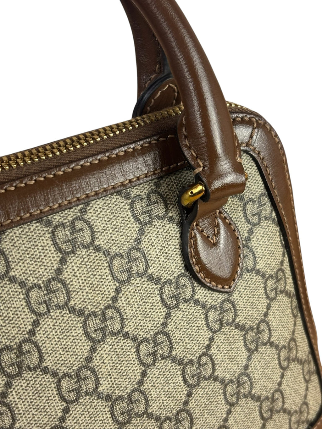 Gucci Brown Leather GG Horsebit Small Top Handle Bag 1955