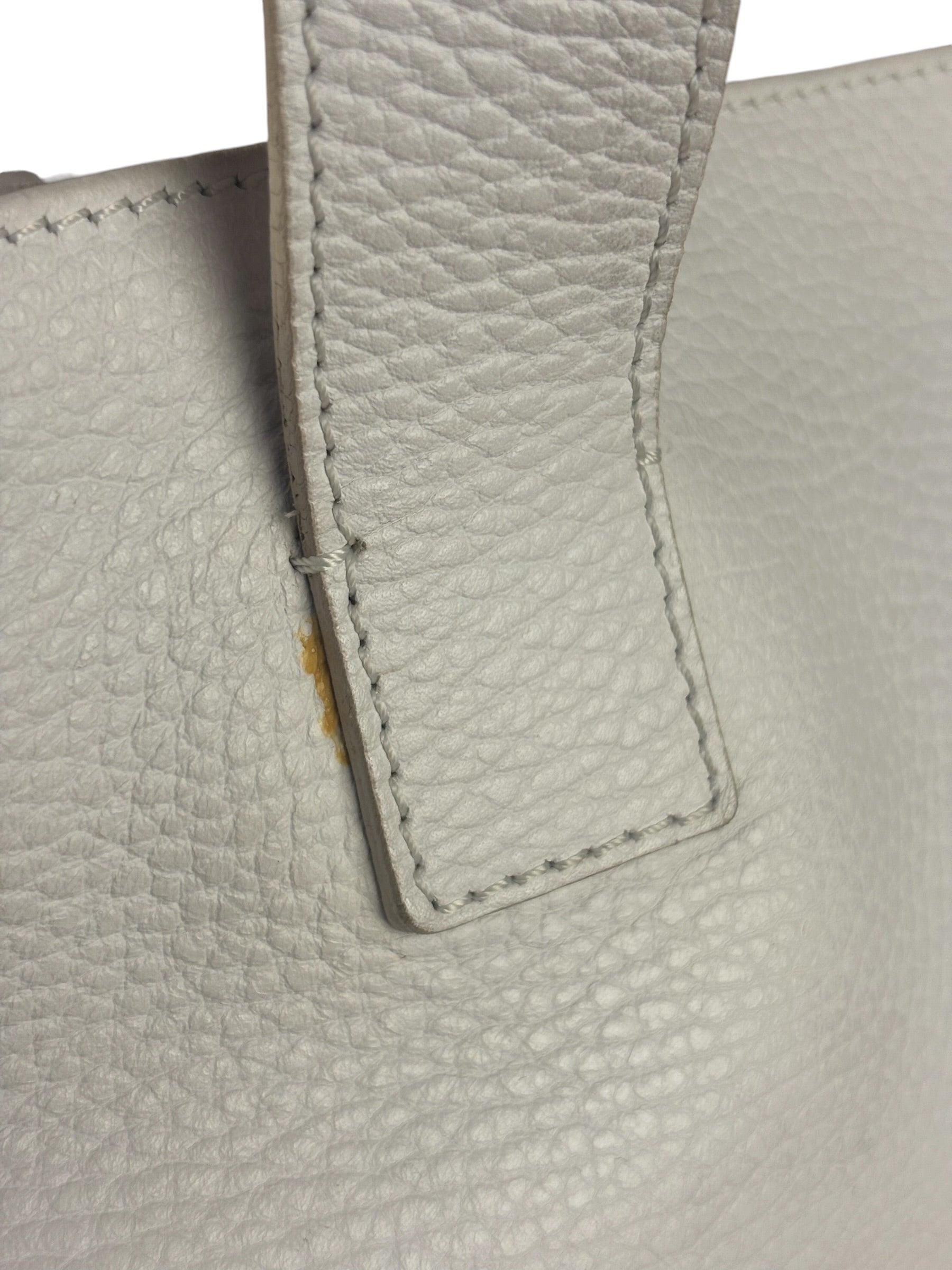 Burberry White Pebbled Leather Shoulder Bag