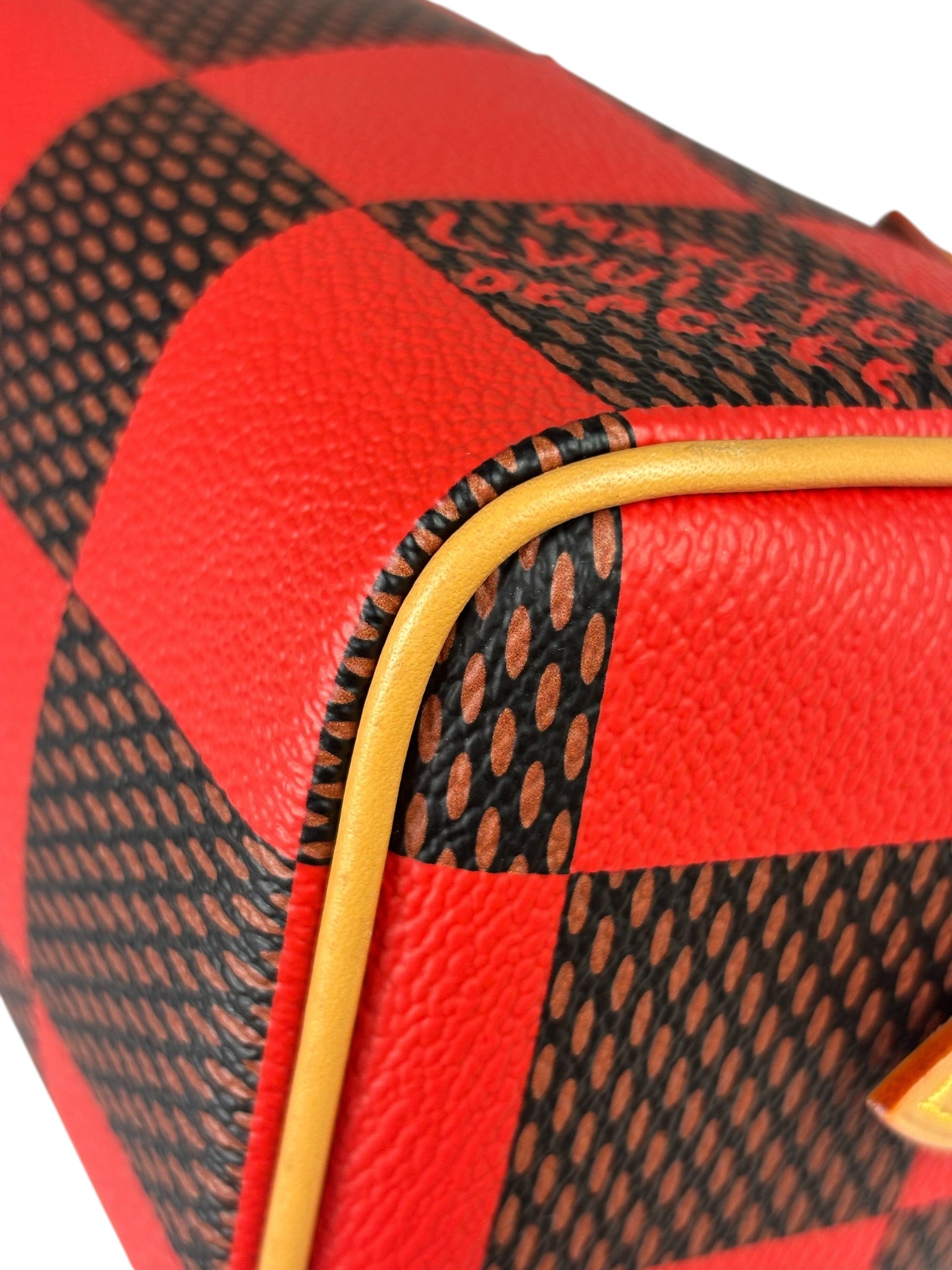 Louis Vuitton Red Pop Damier Nano Speedy Bandouliere Two-Way Bag