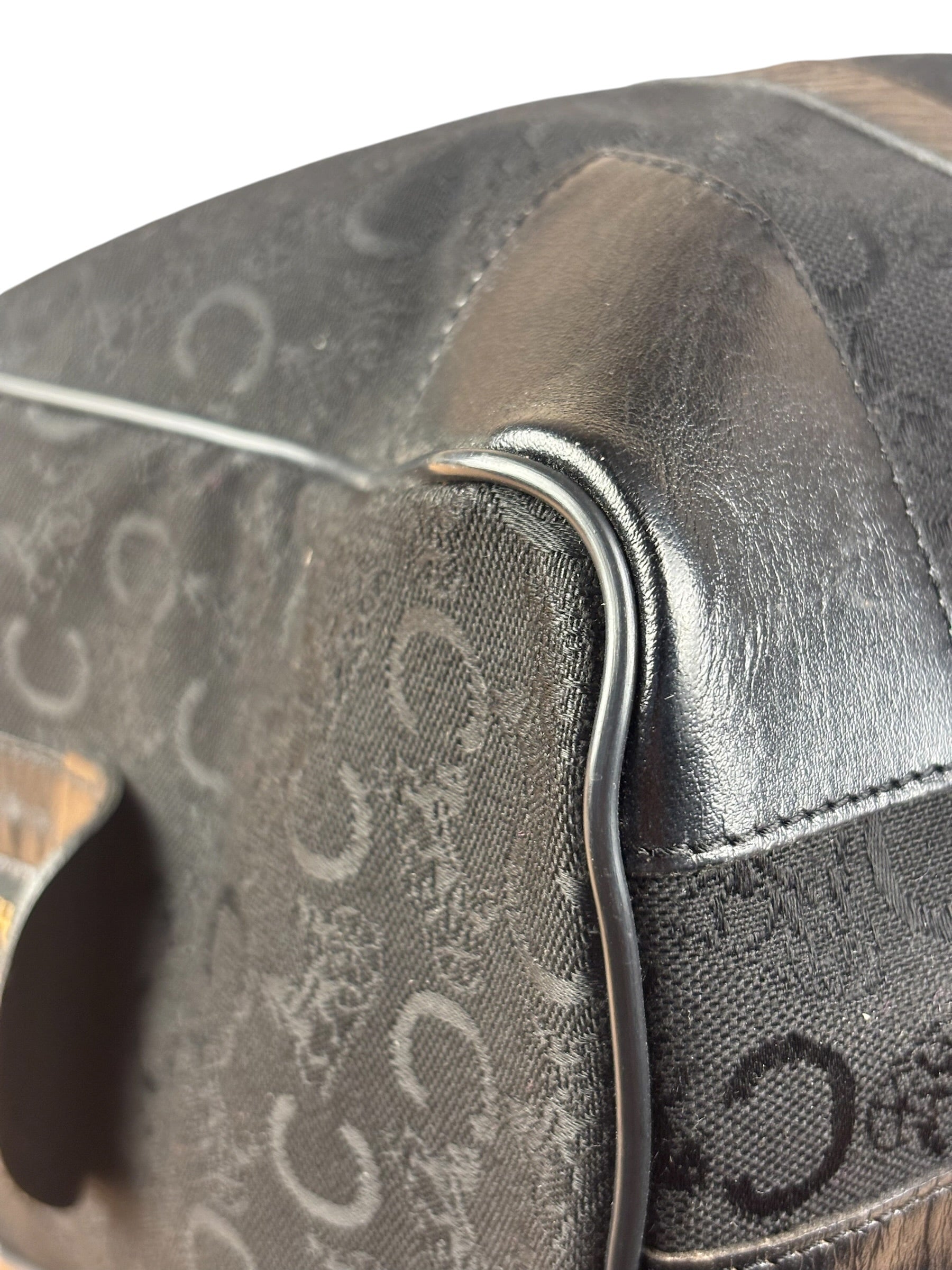 Celine Black Leather Wear Macadam Monogram Mini Boston Bag