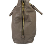 Prada Neutral Taupe Vitello Daino Leather Side Zip Large Shopper Tote