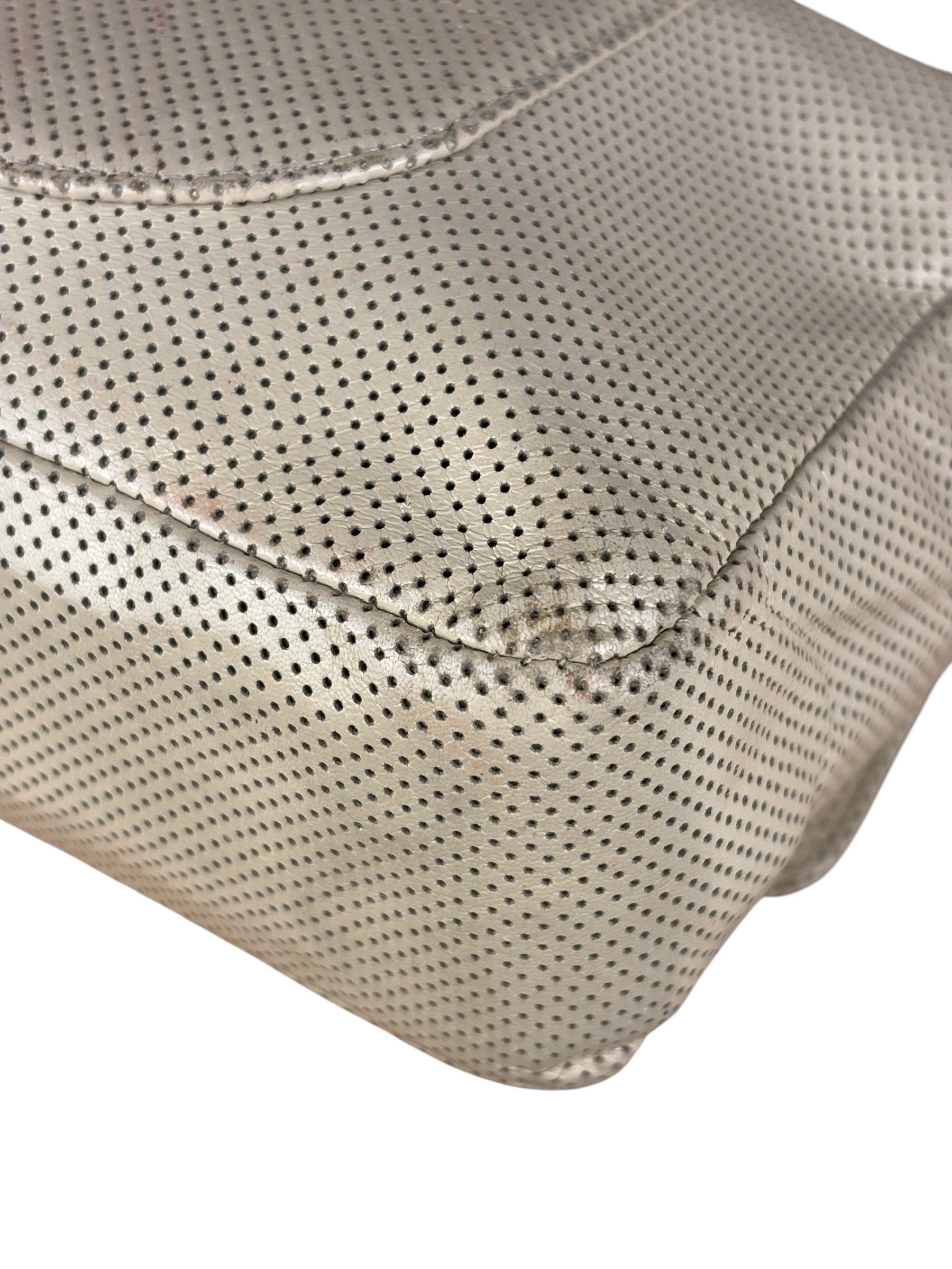 Chanel Beige Perforated Leather CC Flap Bag 2001
