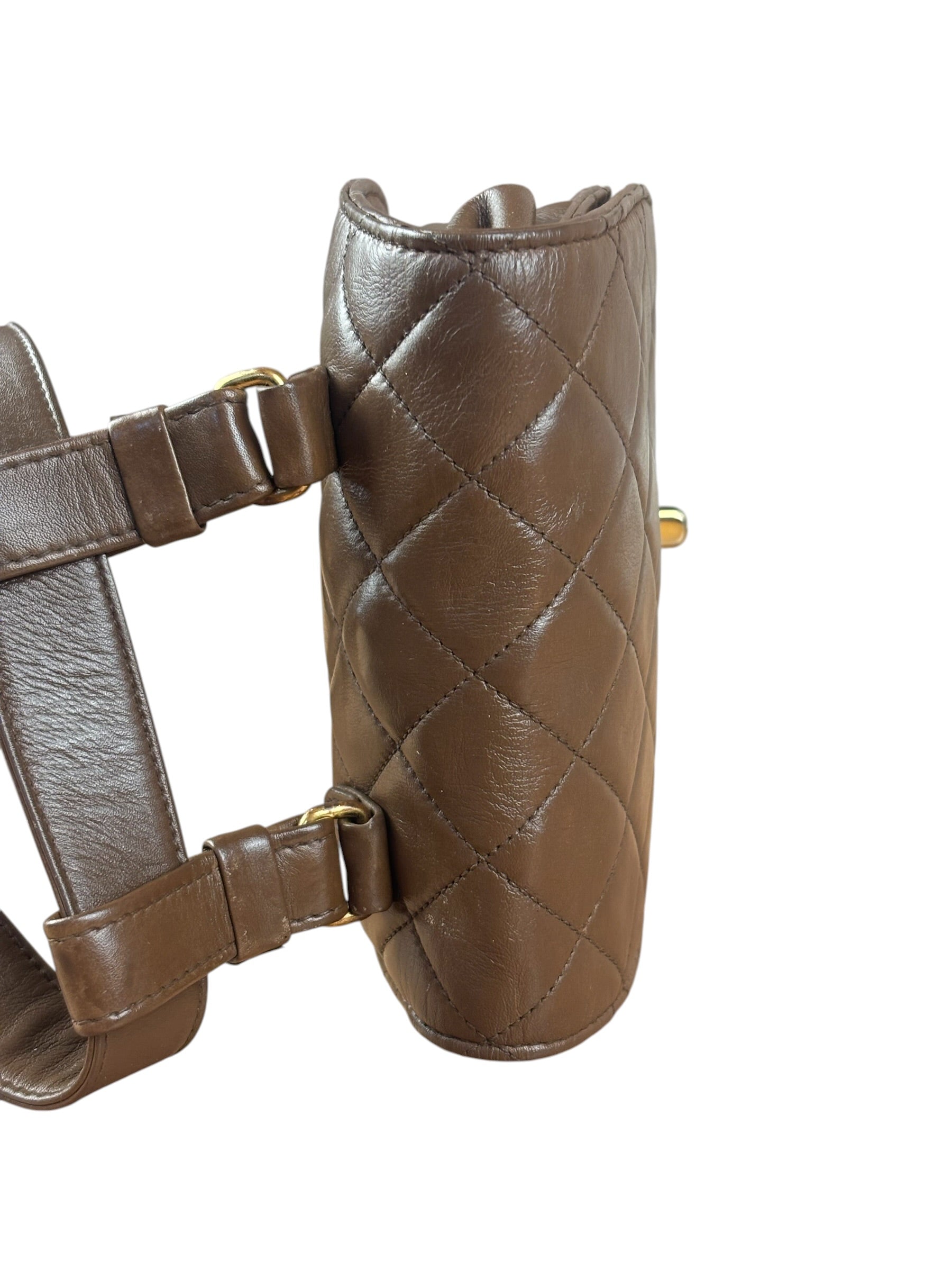 Chanel Brown Quilted Waist Bag 1990