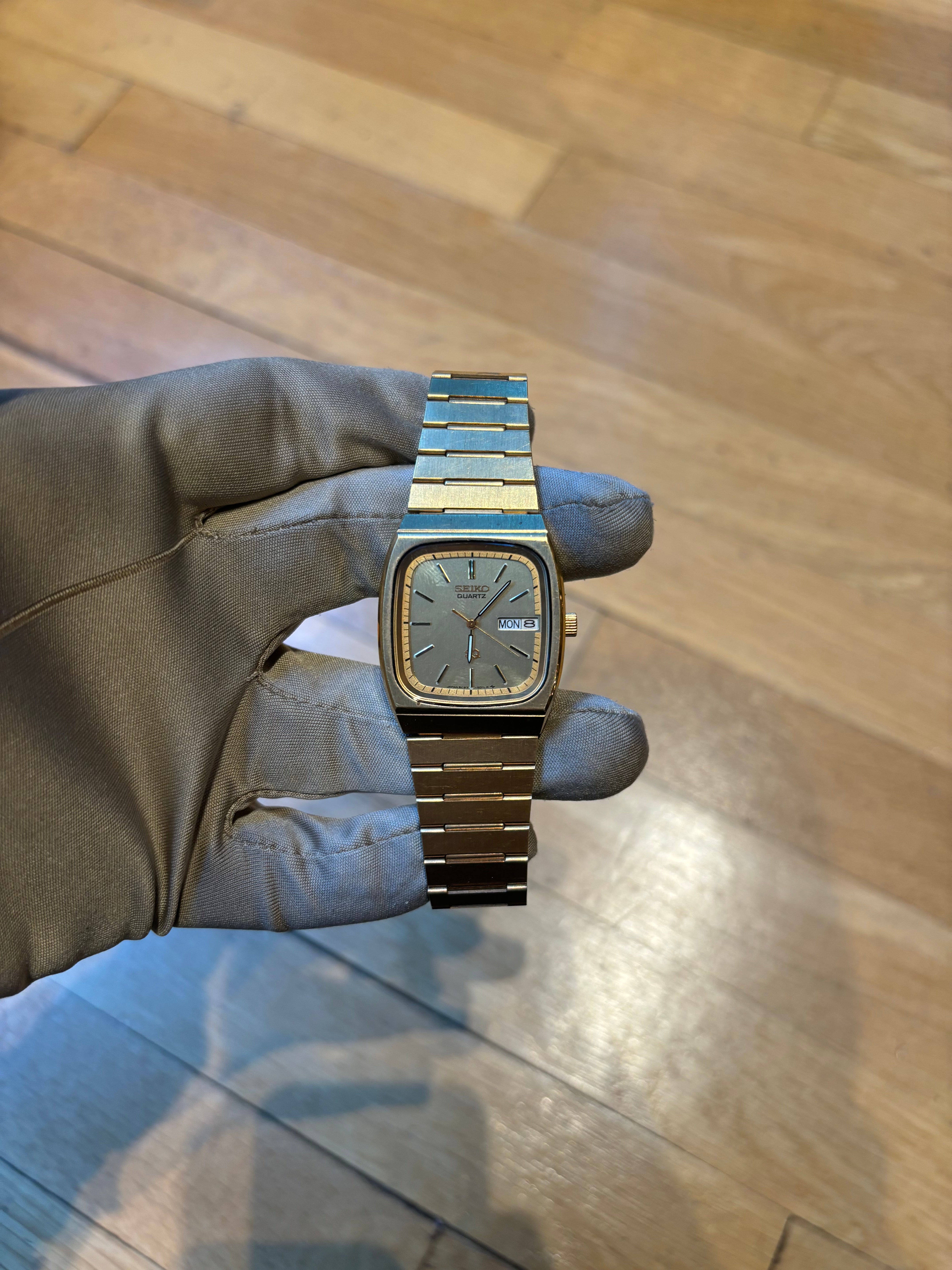 Seiko Day-Date Champagne Stick Dial Gold Plated