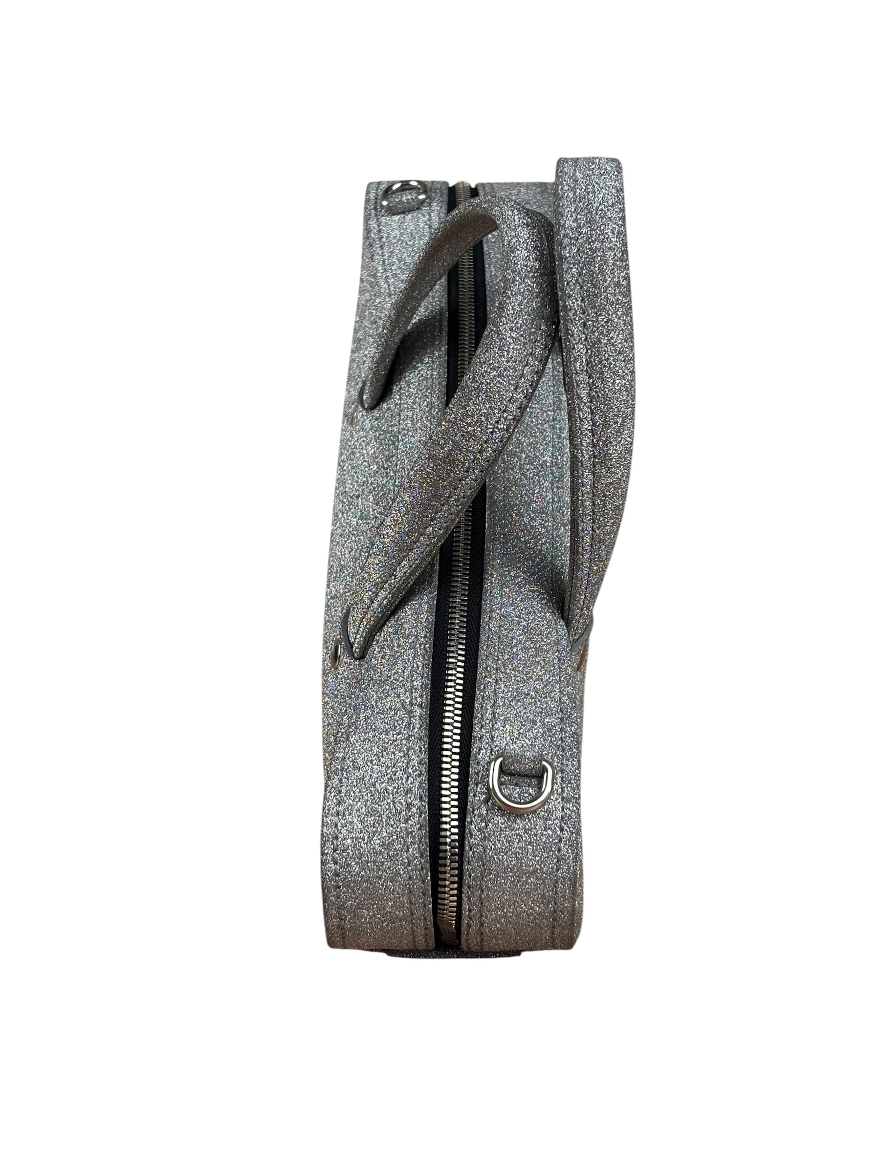 Balenciaga Silver GlitterLeather Triangle Two-Way Bag