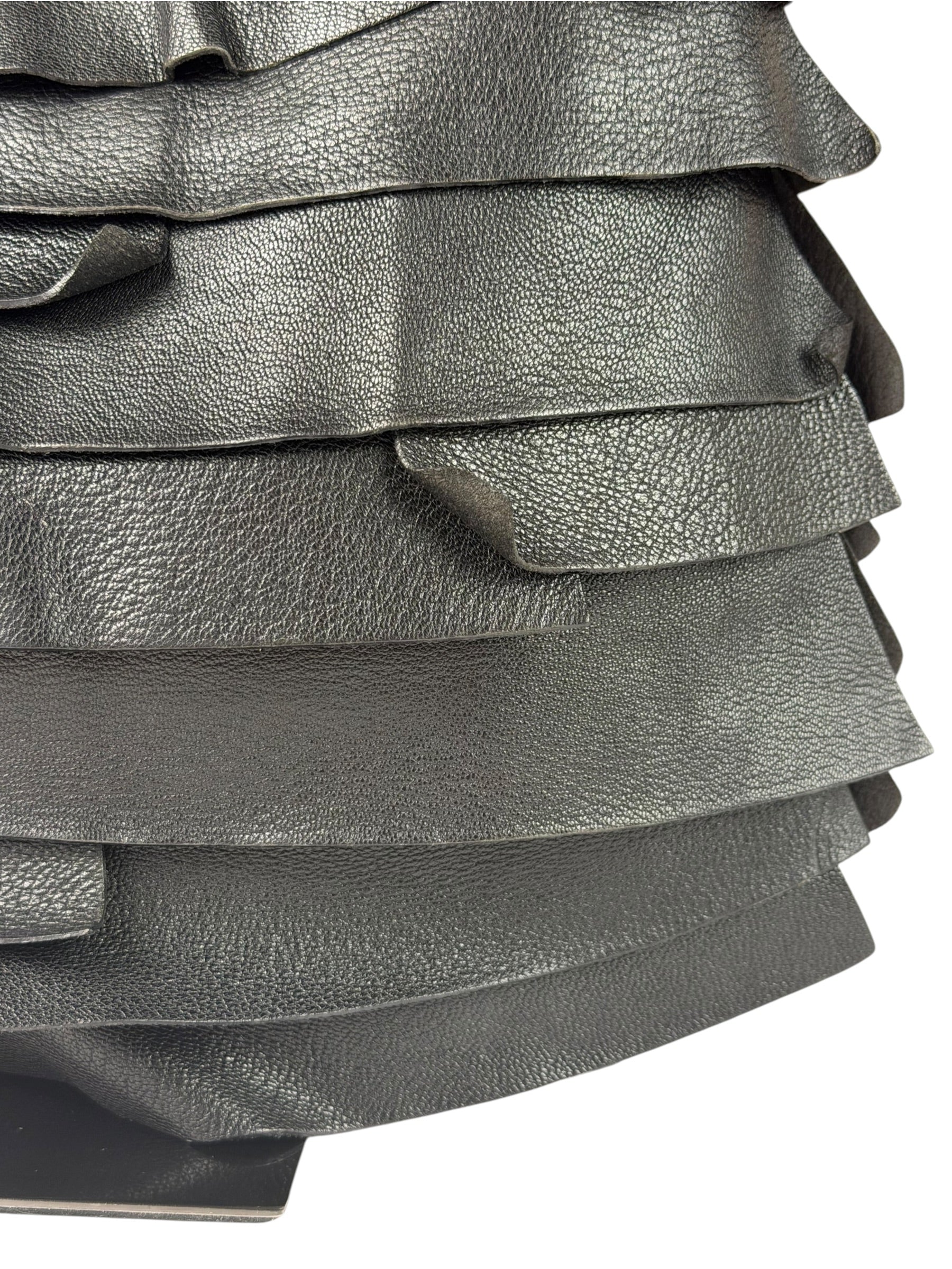 Yves Saint Laurent Black Leather St. Tropez Ruffled Hobo Bag