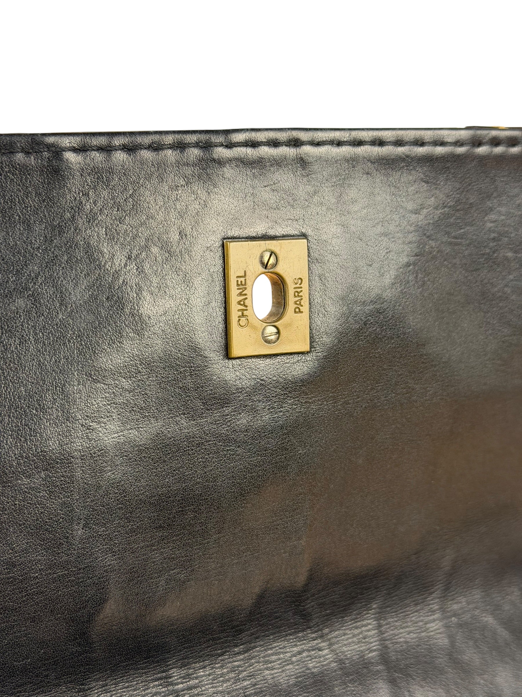 Chanel Vintage Navy Blue Leather Wild Stitch Surpique Flap Bag 2001