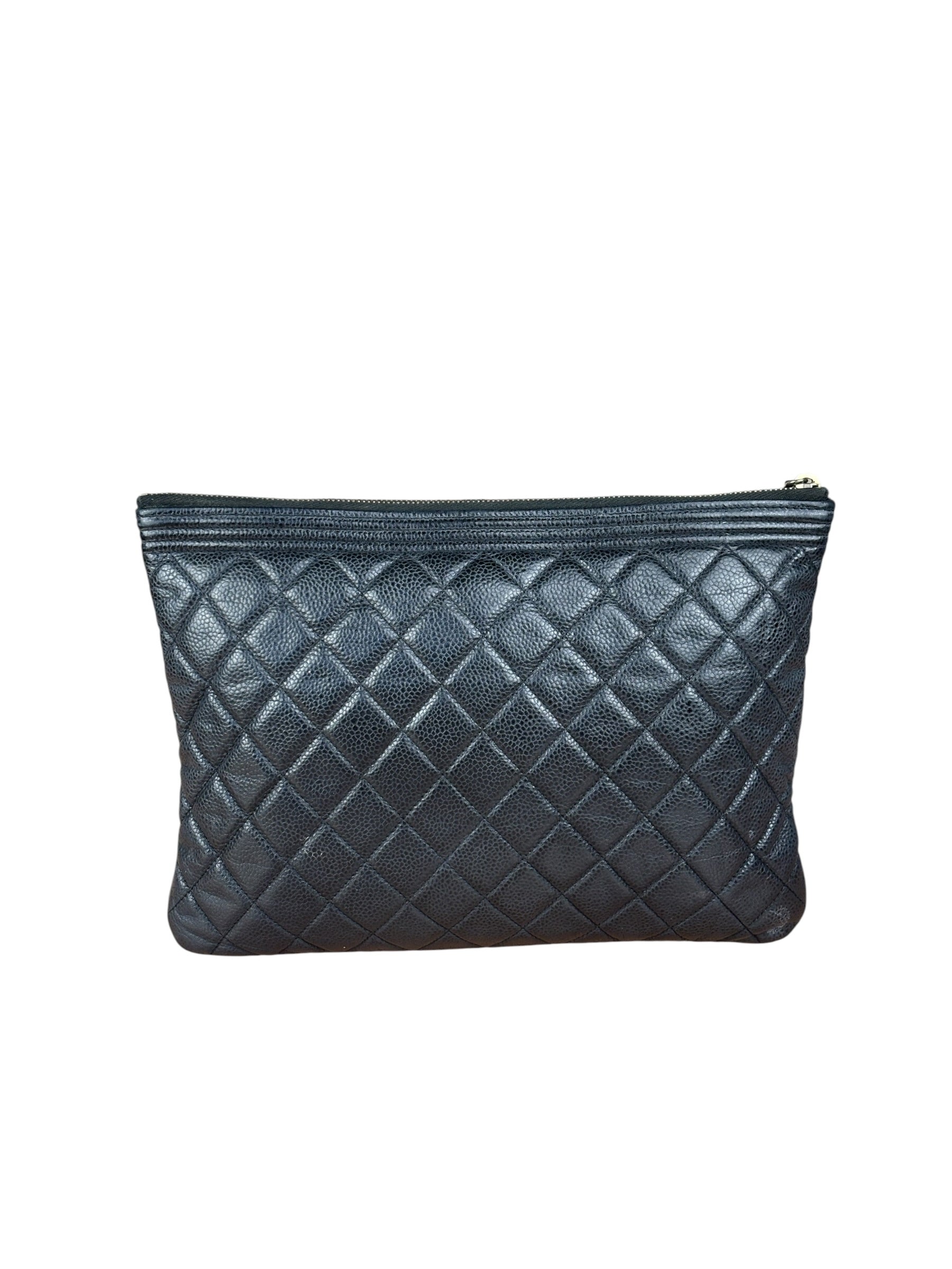 Chanel Navy Blue Quilted Leather Small Boy O-Case Clutch 2019