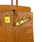 Hermes Birkin 35 Ostrich Leather Handbag Gold Hardware