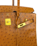 Hermes Birkin 35 Ostrich Leather Handbag Gold Hardware