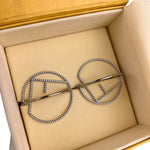 Fendi FF Silver/Teal Logo Hoop Earrings