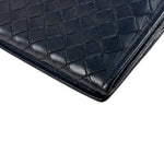 Bottega Veneta Navy Intrecciato Bi-Fold Flap Long Wallet
