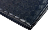 Bottega Veneta Navy Intrecciato Bi-Fold Flap Long Wallet