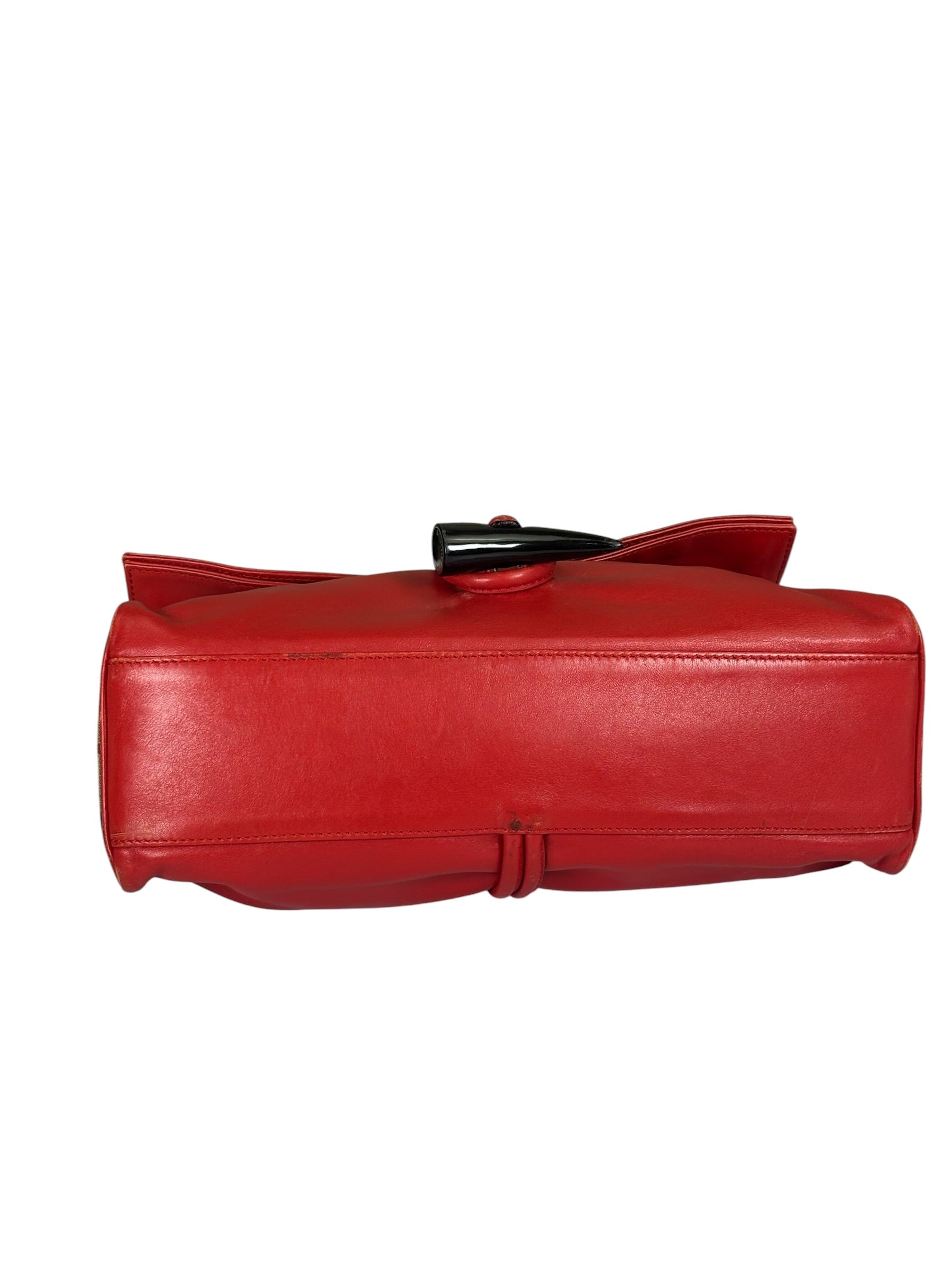 Burberry Red Leather Haymarket Check Shoulder Bag
