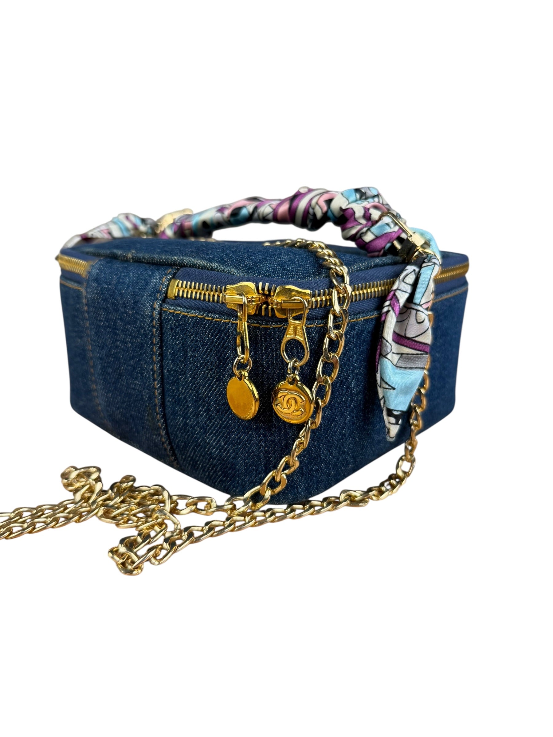 Chanel Denim Vanity Case Handbag 1997
