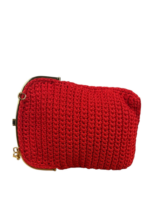 Fendi Red Woven Crochet Phone Bag