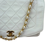 Chanel Vintage White Leather Diana Flap Shoulder Bag 1989