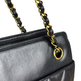 Chanel Vintage Black Quilted Leather Chain Tote/Shoulder Bag 1999