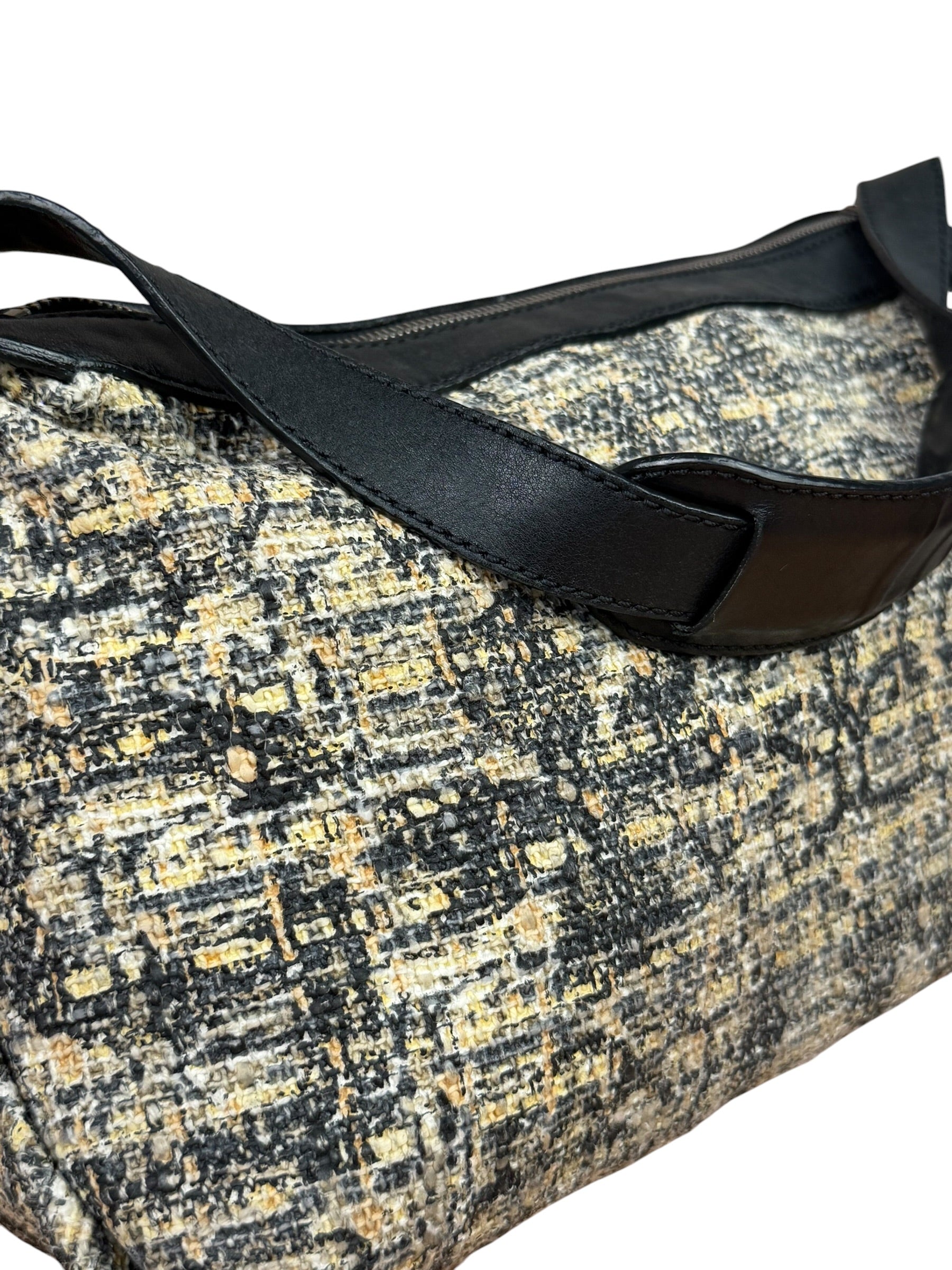 Chanel Black/Beige Tweed Clover Hobo Shoulder Bag '05-'06