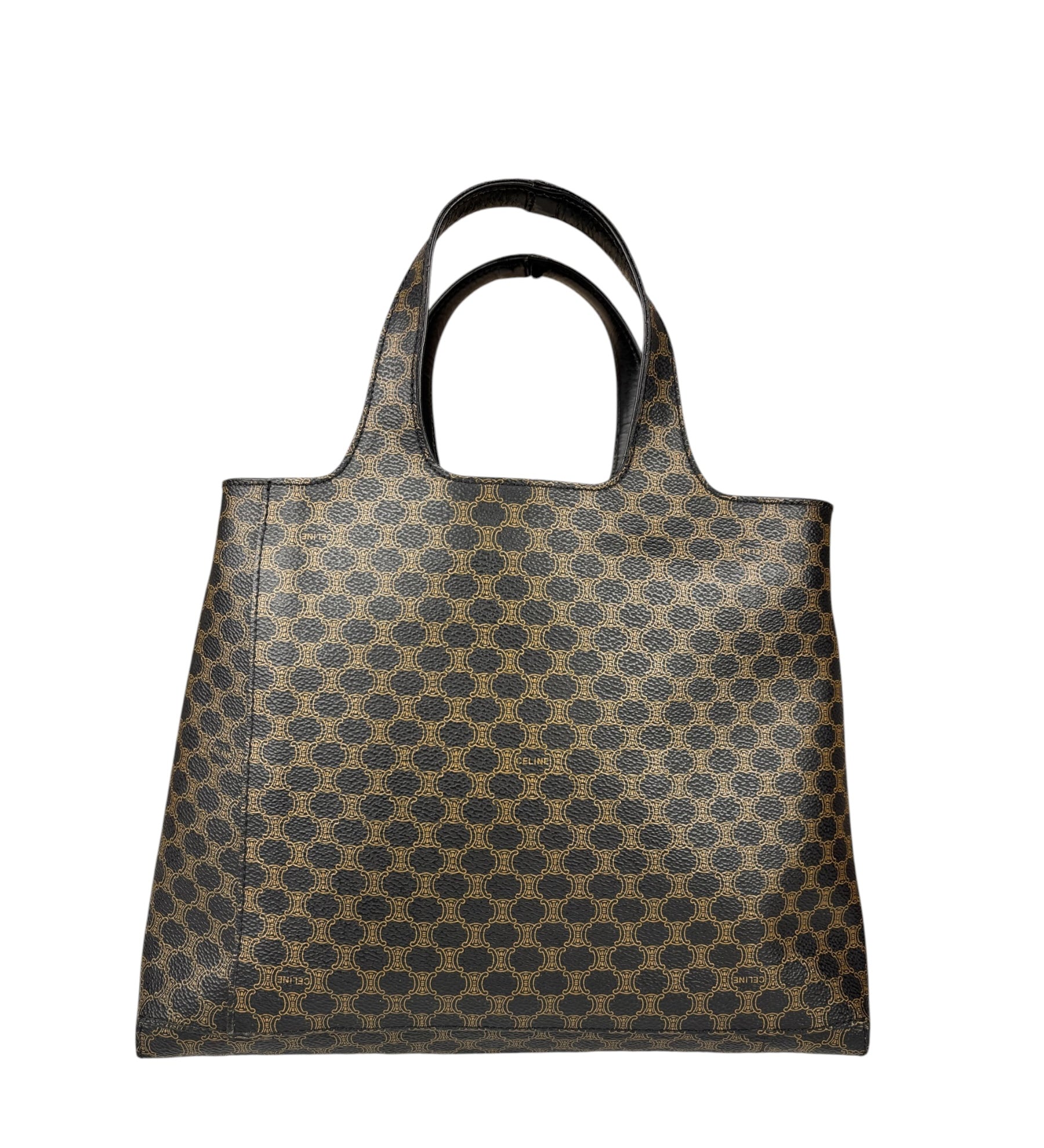 Celine Bicolor Leather Macadam Canvas Tote Bag