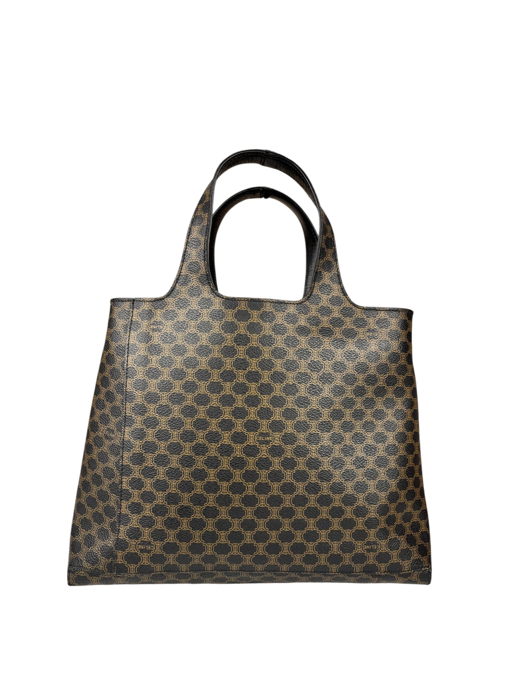 Celine Bicolor Leather Macadam Canvas Tote Bag