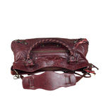 Balenciaga Vintage Burgundy Leather Moto City Two-Way Bag