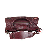 Balenciaga Vintage Burgundy Leather Moto City Two-Way Bag