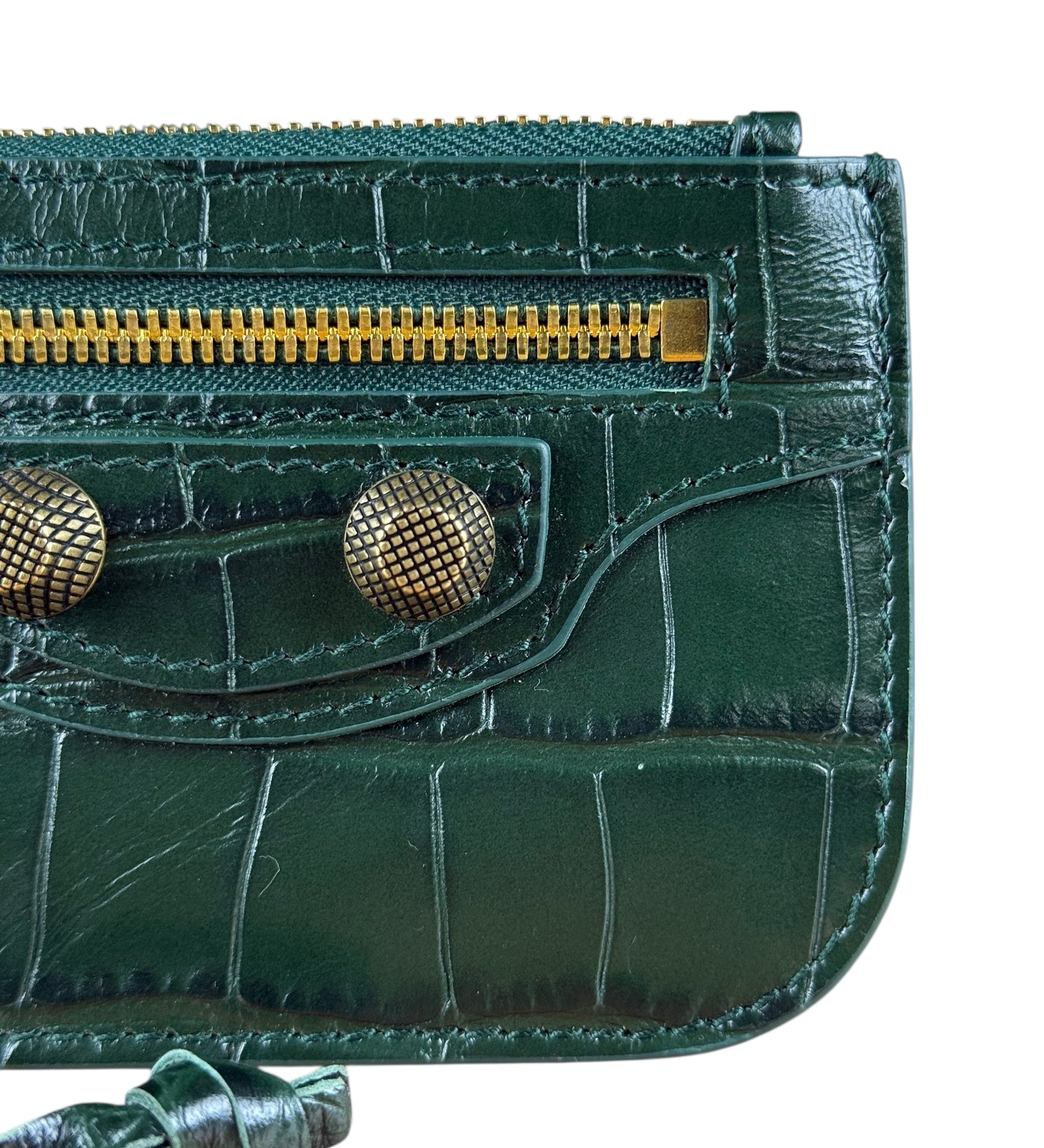 Balenciaga Green Zip Pouch