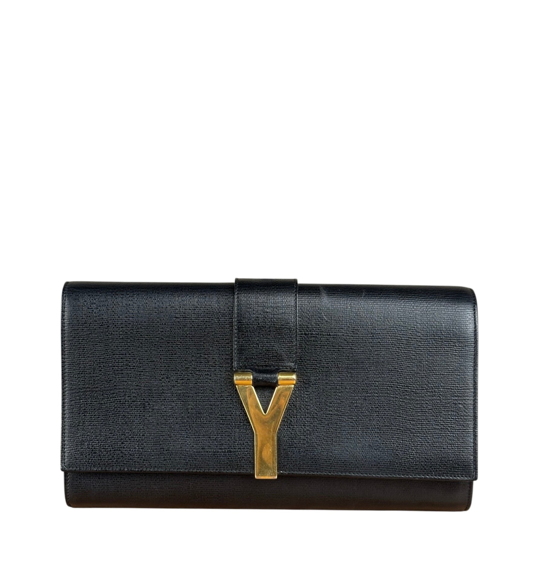 Yves Saint Laurent Black Leather Chyc Y Clutch Replacement Chain