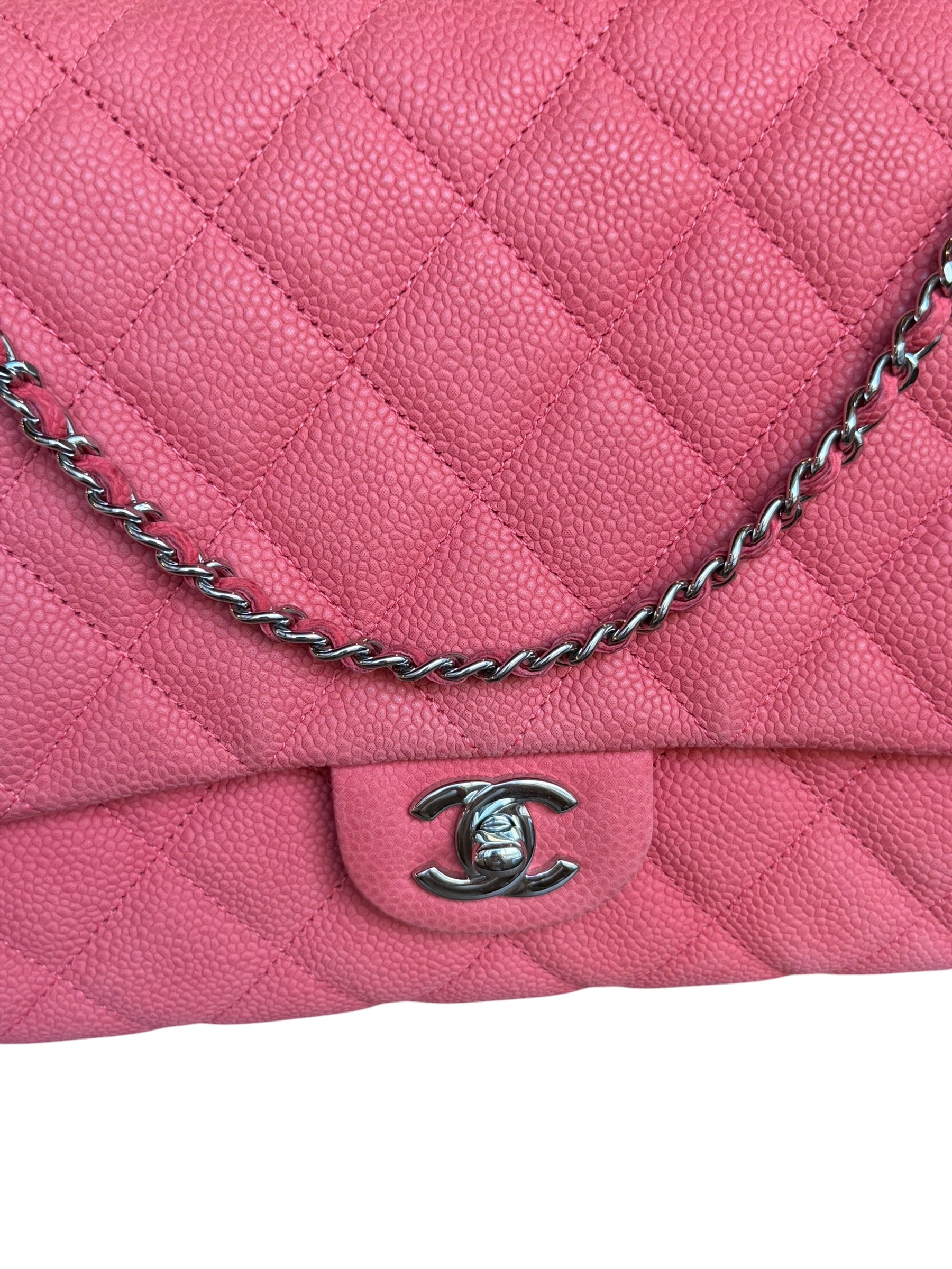 Chanel Coral Pink Matte Quilted Caviar Flap Shoulder Bag 2012