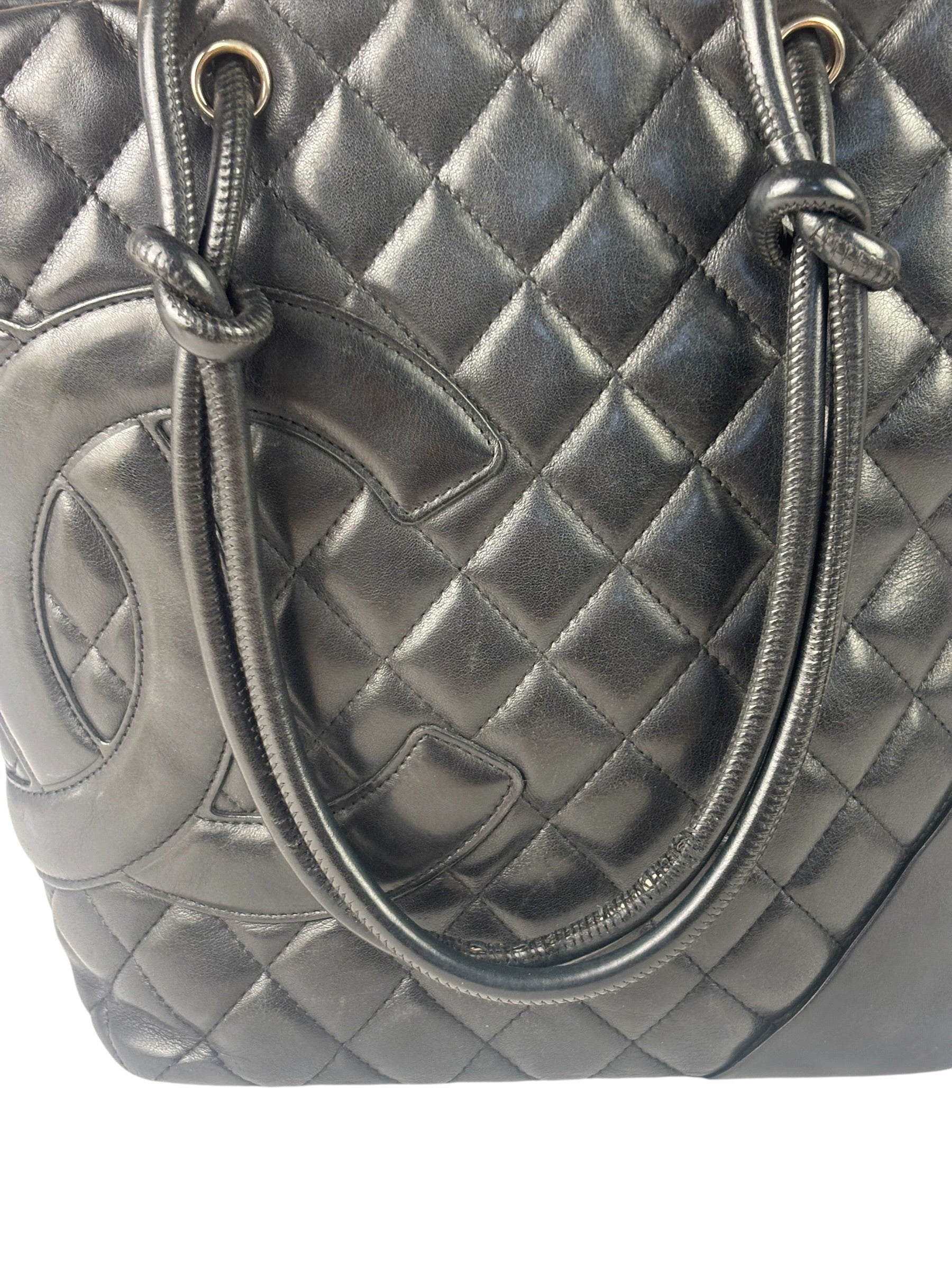 Chanel Black Quilted Leather CC Cambon Ligne Tote 2000s