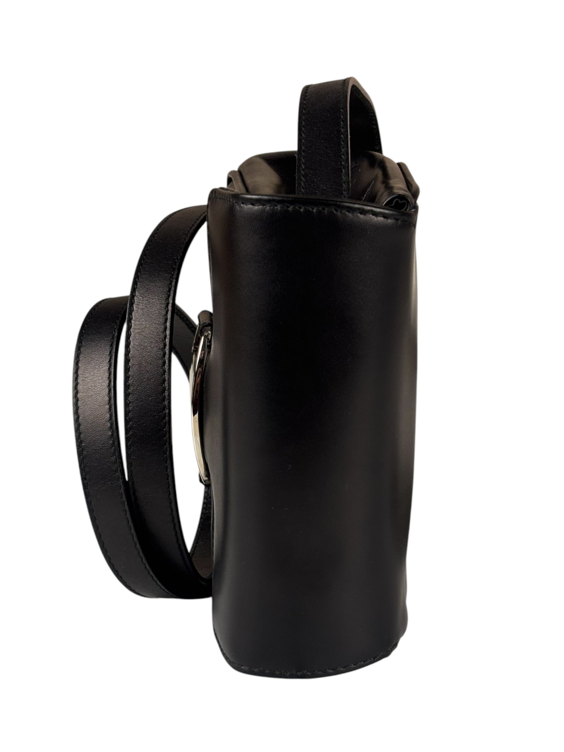 Ferragamo Black Leather Flap Mini Shoulder Bag