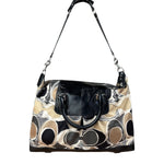 Coach Vintage Trim Leather Hand Drawn Scarf Print Satchel Two-Way Bag