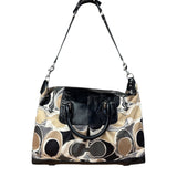 Coach Vintage Trim Leather Hand Drawn Scarf Print Satchel Two-Way Bag