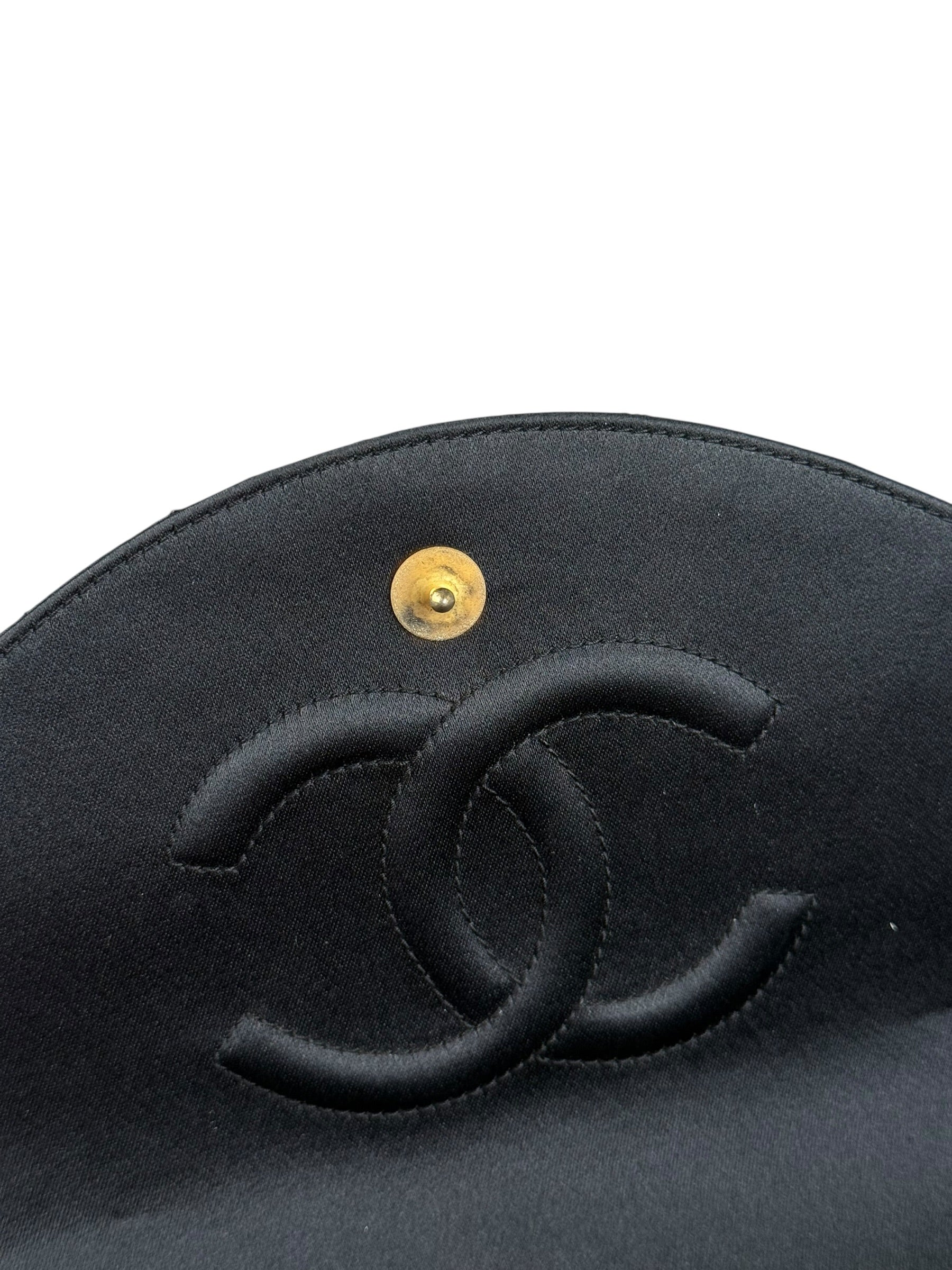 Chanel Black Quilted Satin Gripoix 1986