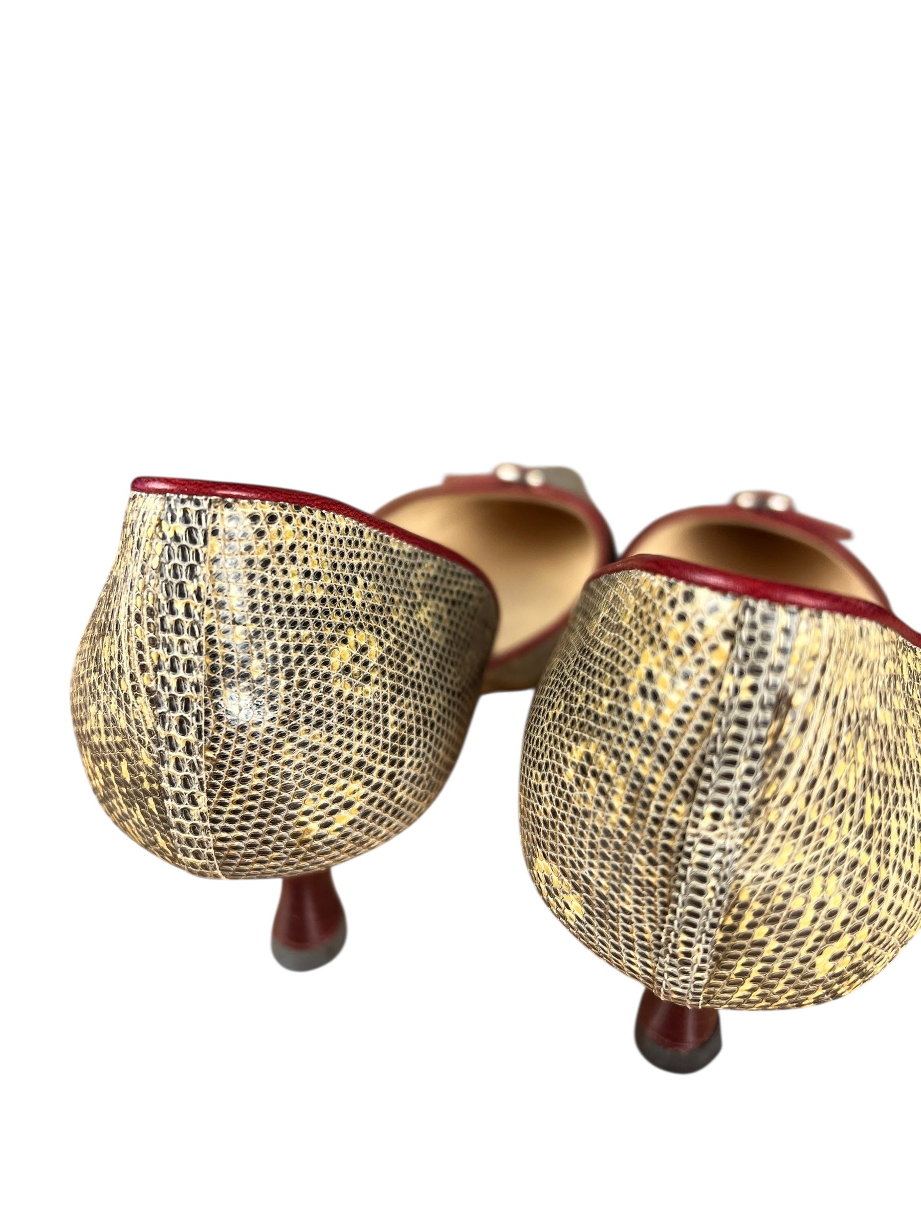 Manolo Blahnik Lizard Skin Kitten Heels