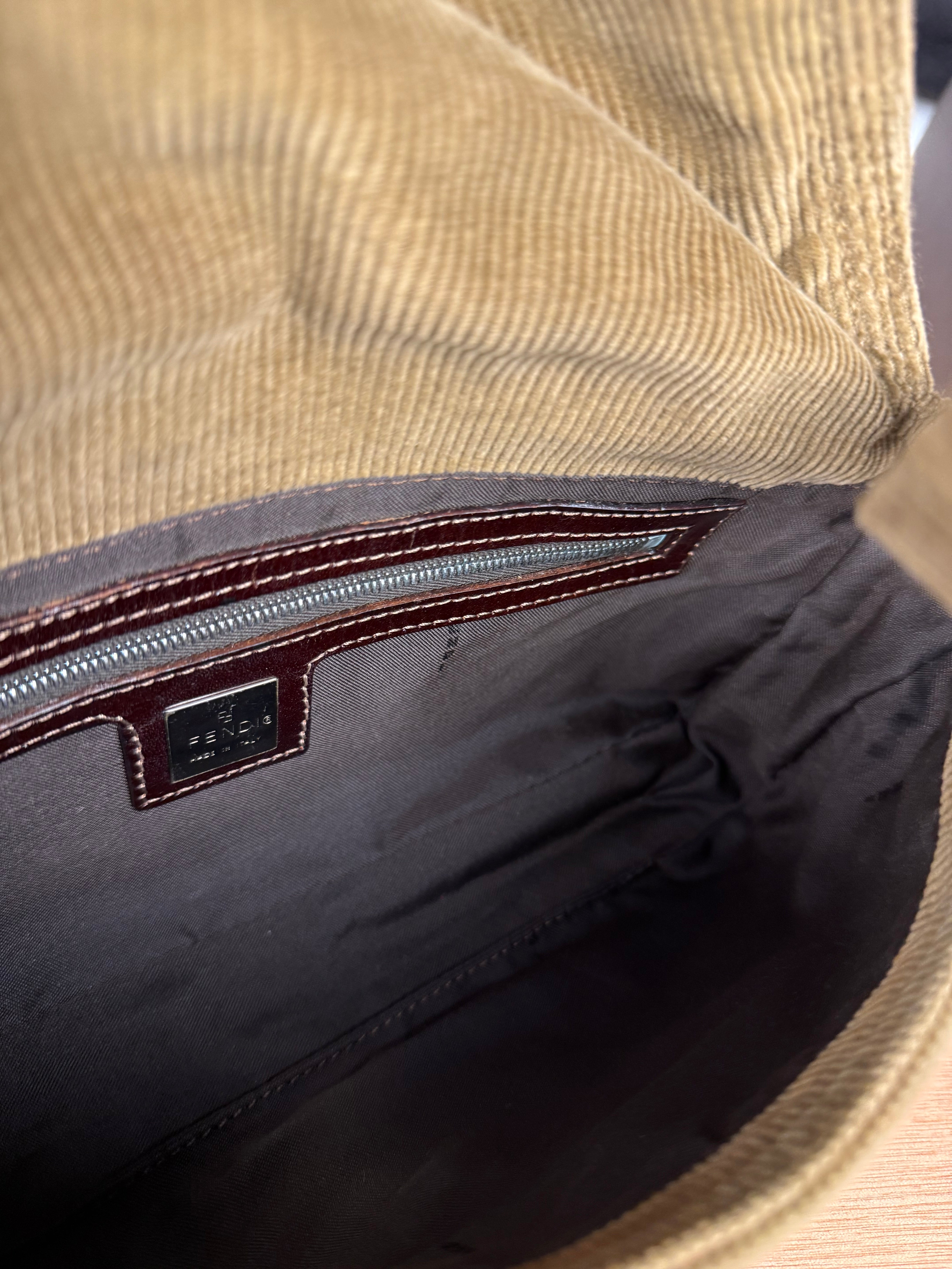 Fendi Brown Corduroy Baguette