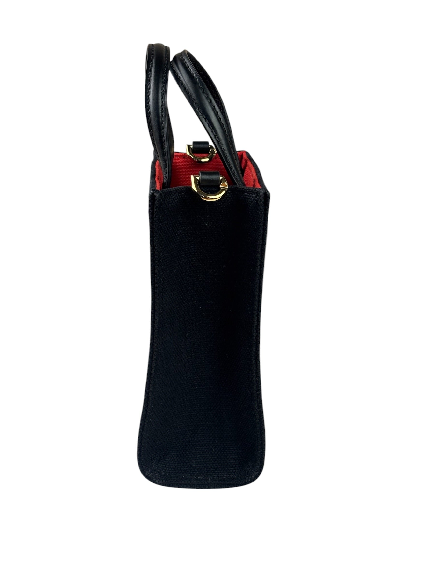 Givenchy Black Leather Trim Mini Logo Printed Tote