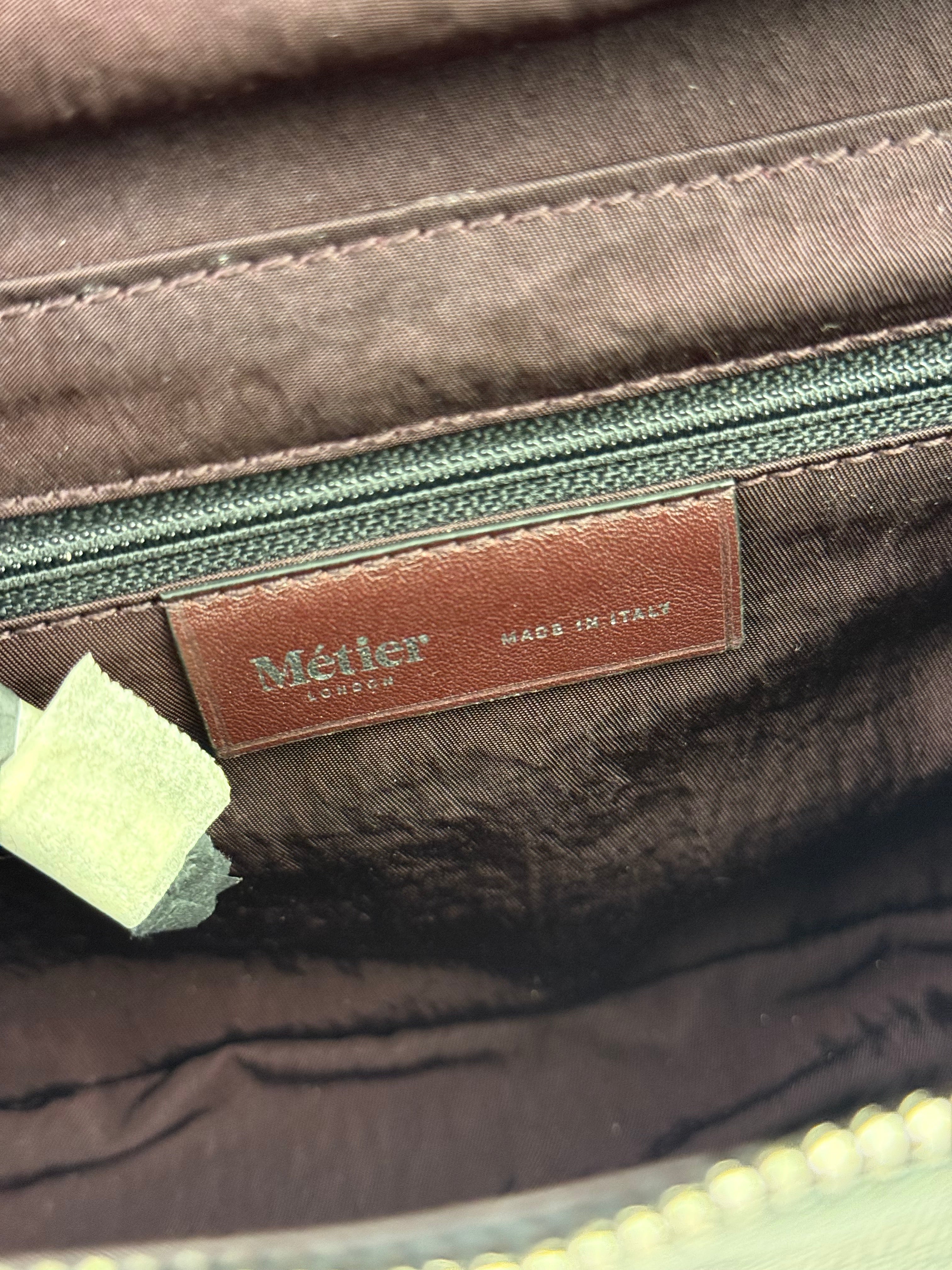 Metier Brown Leather Long Haul Toiletry Bag
