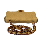 Chanel Beige Quilted Lambskin Tortoiseshell Chain Flap 1996