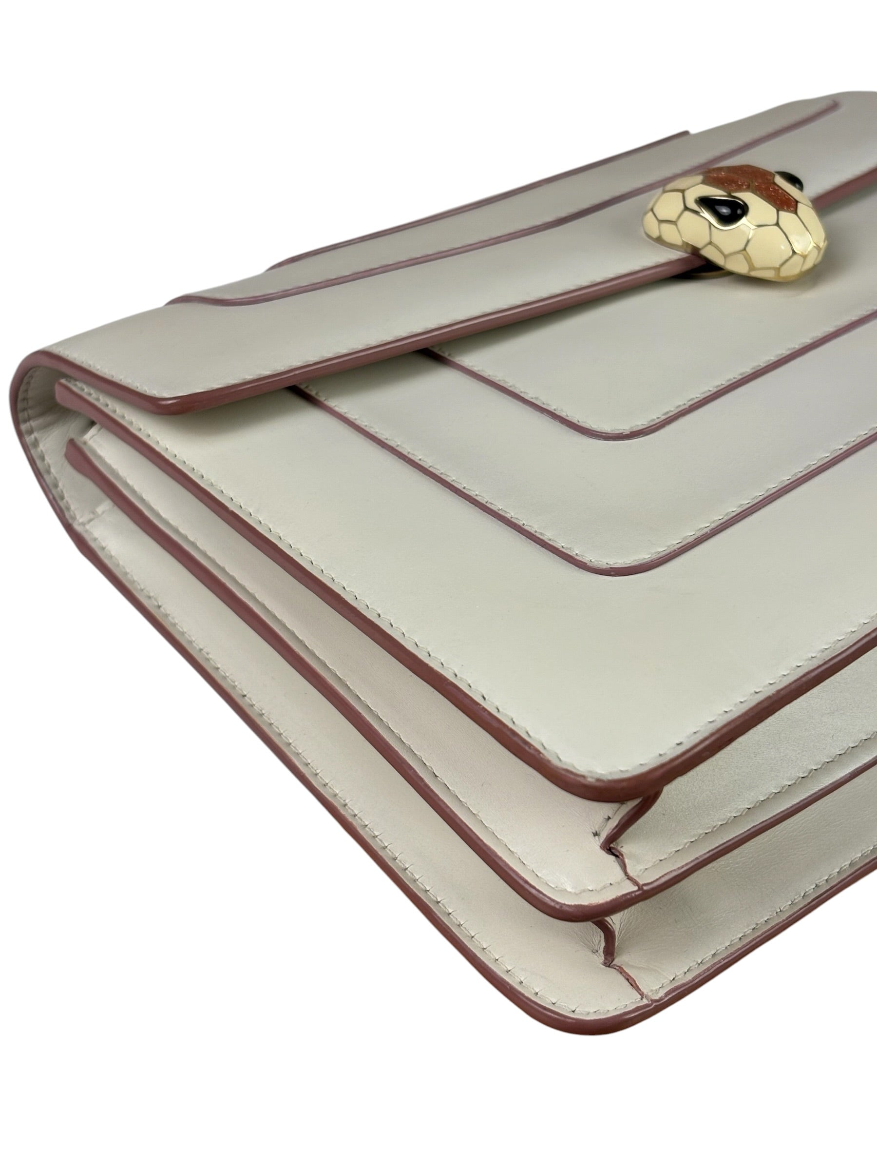 Bvlgari White/Pink Leather Serpenti Forever Shoulder Bag